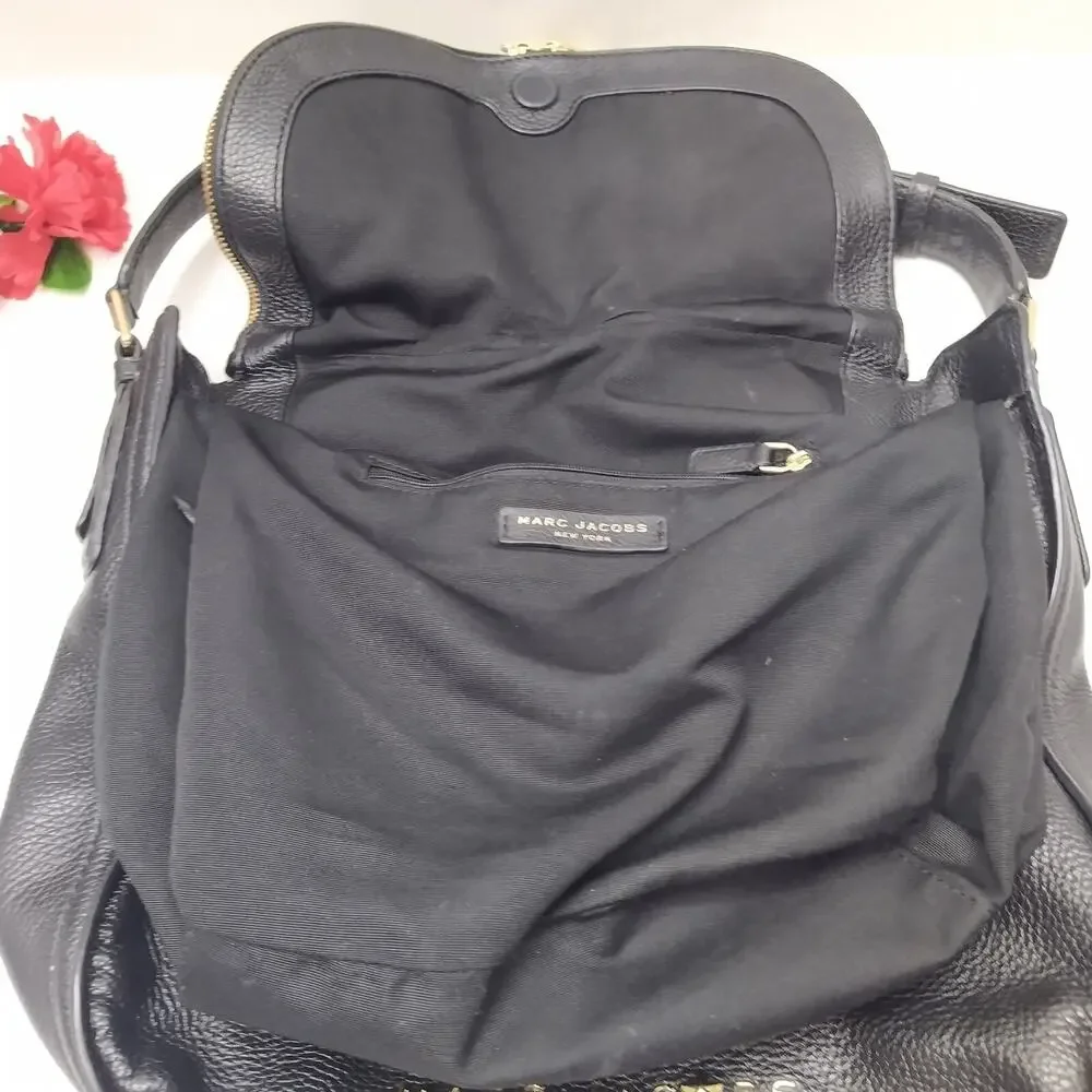 Marc Jacobs The Groove Black Pebbled Leather Flap Closure Hobo Shoulder Bag